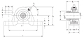 BHU Pillow Block RV Series - Line Drawing